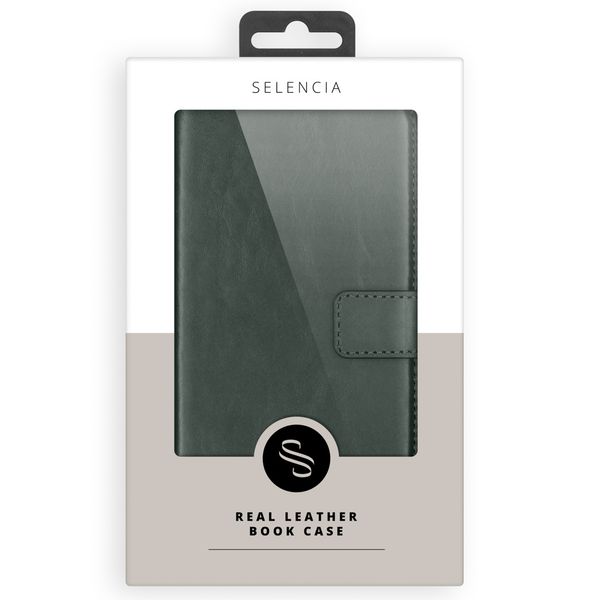 Selencia Étui portefeuille en cuir véritable Apple iPhone 12 (Pro) - Vert