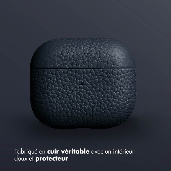 Accezz Coque en Cuir véritable Apple AirPods 3 - Bleu foncé