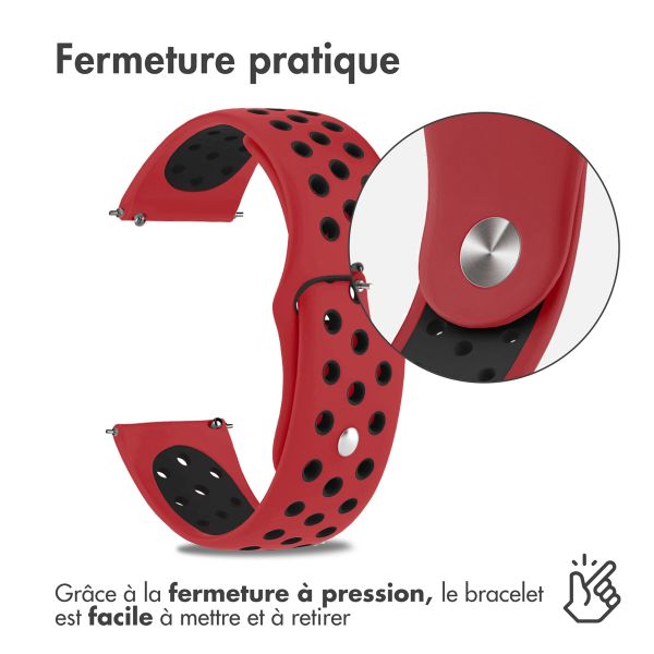 imoshion Bracelet sportif en silicone - Connexion universelle de 18 mm - Rouge / Noir