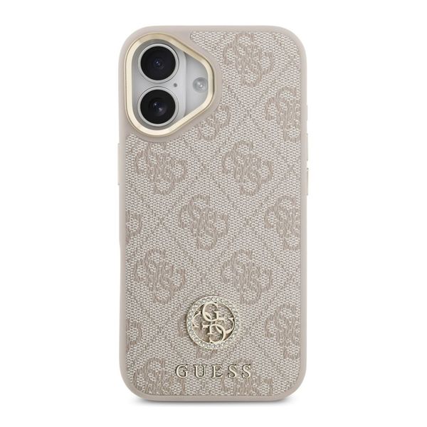 Guess Coque arrière en cuir avec logo Strass classique et MagSafe Apple iPhone 17 - Rose