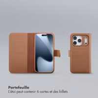 Selencia Étui portefeuille amovible Olyn avec MagSafe Apple iPhone 17 Pro - Marron