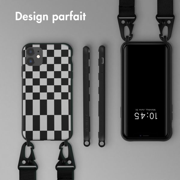 Selencia Coque design en silicone avec cordon amovible Apple iPhone 11 - Irregular Check Black