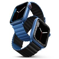 Uniq Bracelet Revix réversible Apple Watch Series 1 t/m 11 / SE / Ultra (44/45/46/49 mm) - Caspian (Blue/Black)
