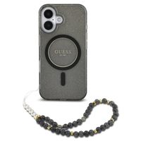 Guess MagSafe IML Glitter Case avec beads strap Apple iPhone 16 Pro Max - Noir