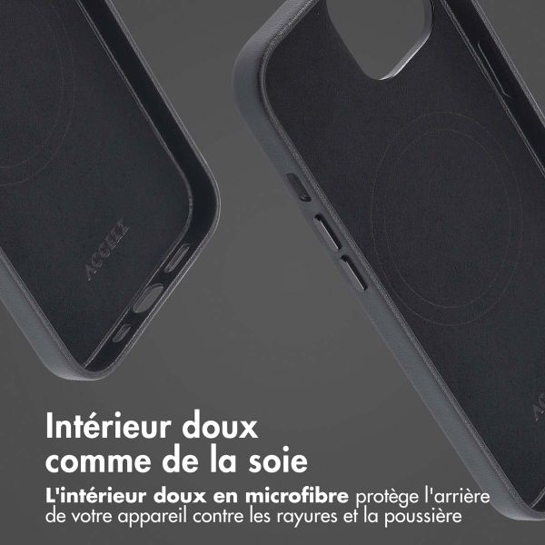 Accezz Coque arrière en cuir avec MagSafe iPhone 14 - Onyx Black