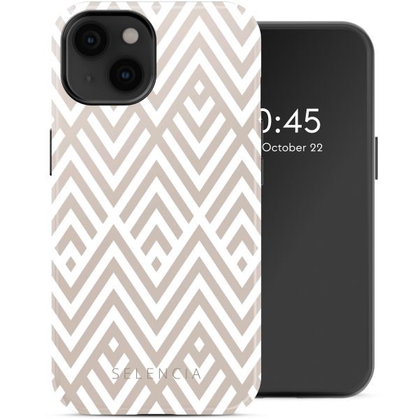 Selencia Coque arrière Vivid Tough avec MagSafe iPhone 14 - Beige Zigzag