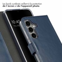 Selencia Étui portefeuille en cuir véritable Samsung Galaxy S25 - Bleu