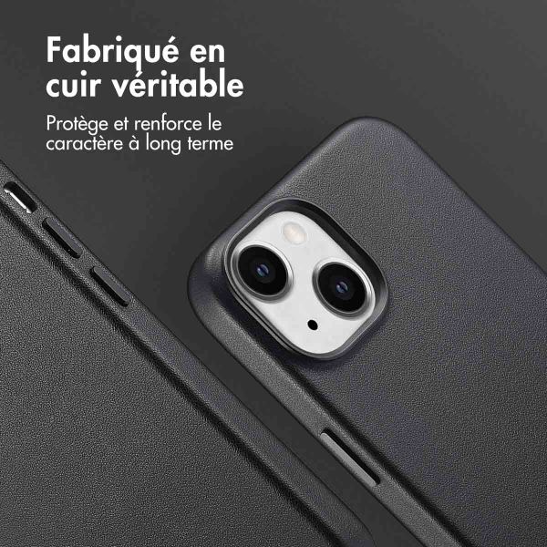 Accezz Coque arrière en cuir avec MagSafe iPhone 14 - Onyx Black