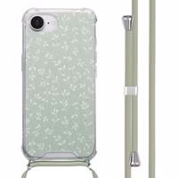 imoshion Coque Design avec cordon Apple iPhone 16e - Smoke Green Flowers