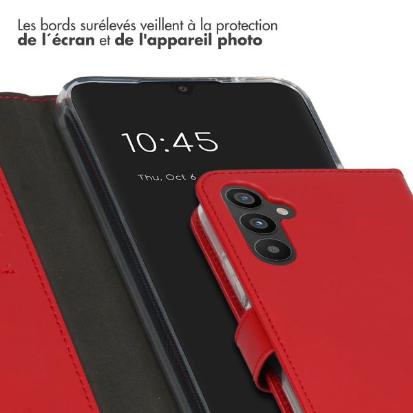 Selencia Étui de téléphone portefeuille en cuir véritable Samsung Galaxy A34 (5G) - Rouge