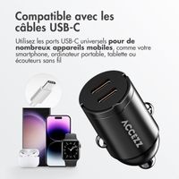 Accezz Chargeur de voiture | Chargeur rapide avec 2 ports - 2x USB-C 65 watts - Noir