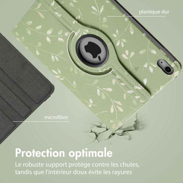 imoshion Coque tablette Design rotatif à 360° iPad 10 (2022) 10.9 pouces - Green Flowers