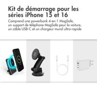 imoshion Powerbank 4-en-1 MagSafe + Support de téléphone pour voiture MagSafe Accezz + Câble USB-C vers USB-C Accezz + Chargeur mural ultra rapide Accezz - Kit de démarrage iPhone série 15 / iPhone série 16