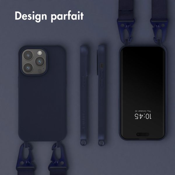 Selencia Coque silicone avec cordon amovible Apple iPhone 14 Pro - Bleu foncé