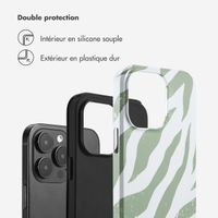 Selencia Coque arrière Vivid Tough iPhone 14 Pro Max - Colorful Zebra Sage Green