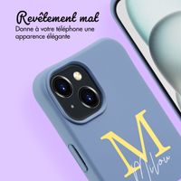 Coque de couleur personnalisée MagSafe avec cordon amovible  et lettre iPhone 15 - Ash Blue