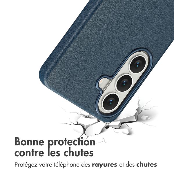 Accezz Coque arrière en cuir avec MagSafe Samsung Galaxy S26 - Nightfall Blue