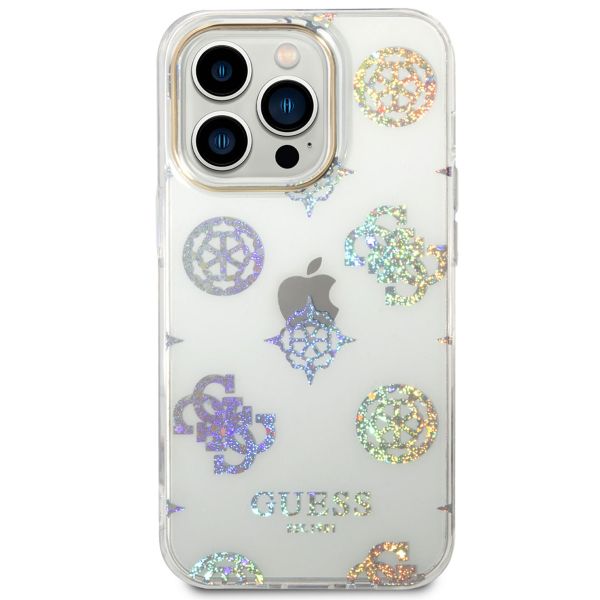 Guess Coque Peony Glitter iPhone 14 Pro - Blanc