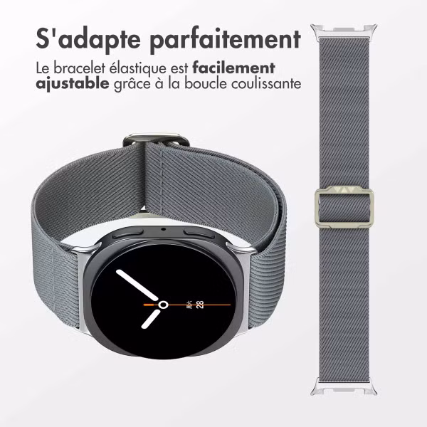 imoshion Bracelet en nylon élastique Samsung Galaxy Watch 8 (Classic) - 40 / 44 / 46mm - Gris