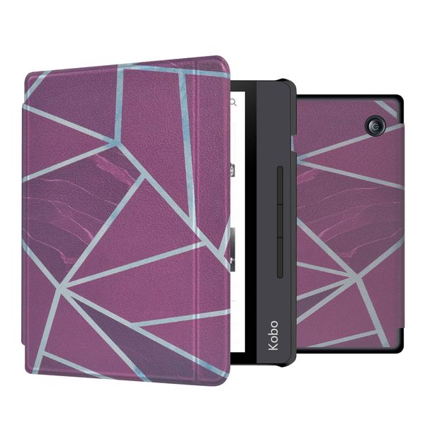 imoshion Design Slim Hard Sleepcover avec support Kobo Libra H2O - Bordeaux Graphic