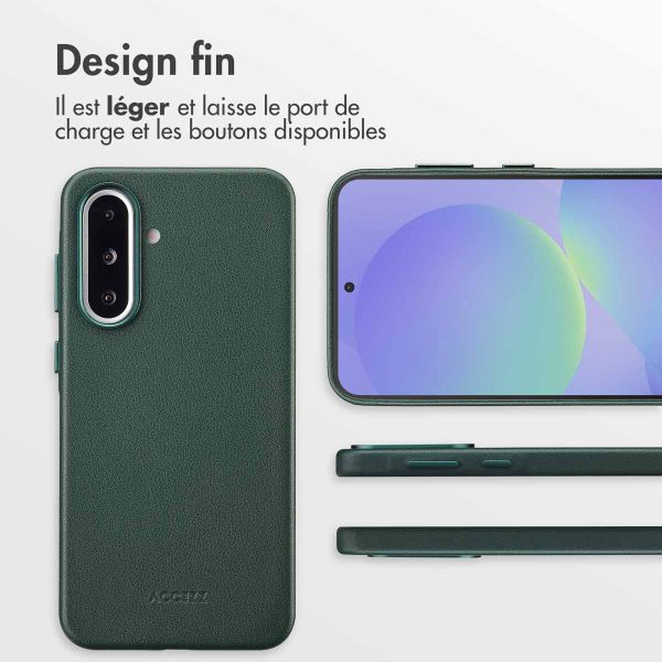 Accezz Coque arrière en cuir avec MagSafe Samsung Galaxy A36 / A56 - Cedar Green