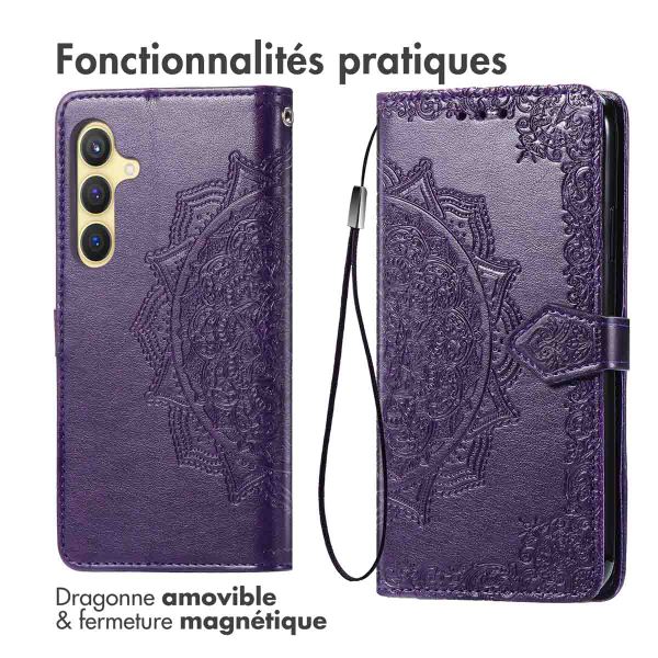 imoshion Etui de téléphone portefeuille Mandala Samsung Galaxy S25 Plus - Violet