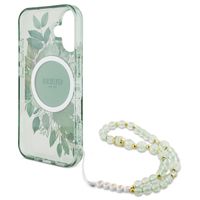 Guess MagSafe IML Flowers Case avec beads strap Apple iPhone 16 - Green