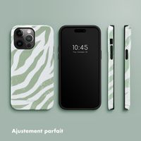 Selencia Coque arrière Vivid Tough iPhone 14 Pro Max - Colorful Zebra Sage Green