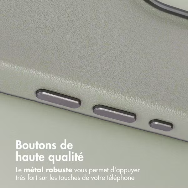 Accezz Coque arrière en cuir avec MagSafe Apple iPhone 15 Pro - Light Grey