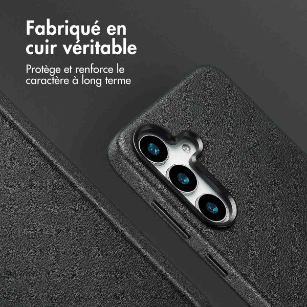 Accezz Coque arrière en cuir avec Magsafe Samsung Galaxy S25 Plus - Onyx Black