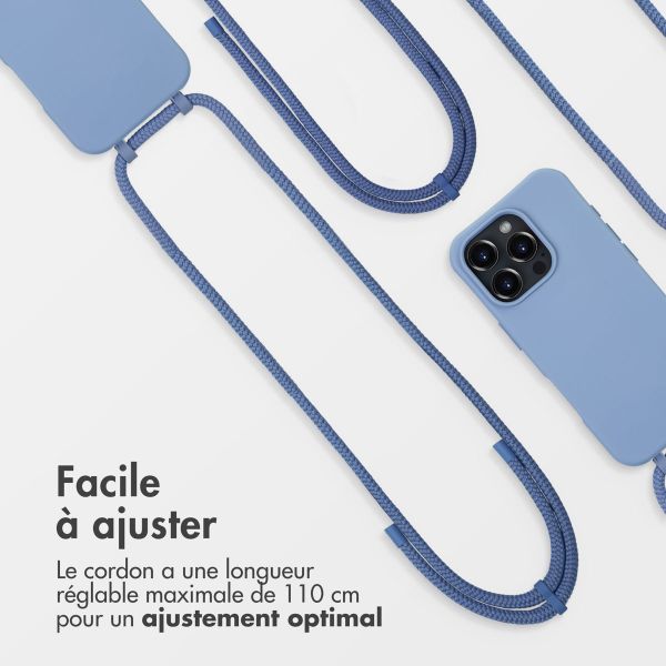 imoshion Coque arrière Color avec cordon amovible et MagSafe Apple iPhone 16 Pro Max - Ash Blue
