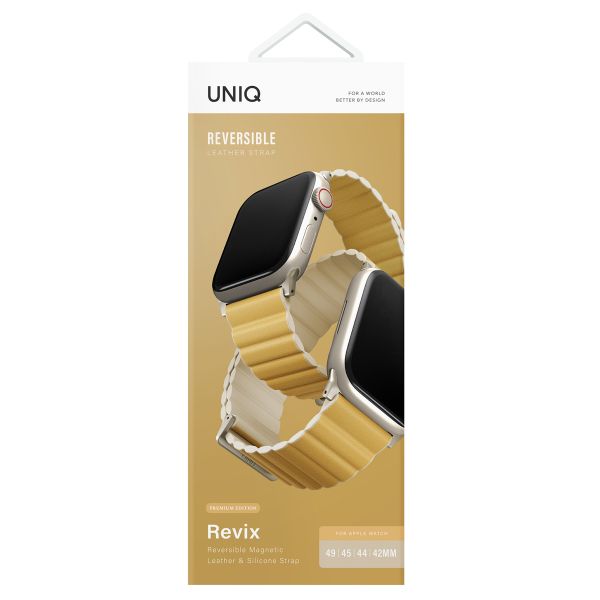 Uniq Bracelet Revix Premium Edition réversible Apple Watch Series 1 t/m 11 / SE / Ultra (44/45/46/49 mm) - Canary Yellow / Ivory