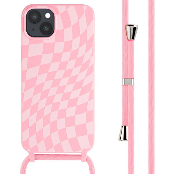 imoshion Coque design en silicone avec cordon iPhone 15 Plus - Retro Pink