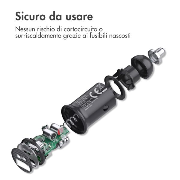 imoshion ﻿Mini chargeur de voiture - 2 ports - USB-A Quick Charge - USB-C Power Delivery - 60 Watts - Noir