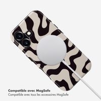 Selencia Coque arrière Vivid avec MagSafe Apple iPhone 16 - Art Wave Black