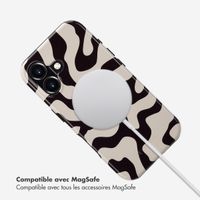 Selencia Coque arrière Vivid Tough avec MagSafe iPhone 16 - Art Wave Black