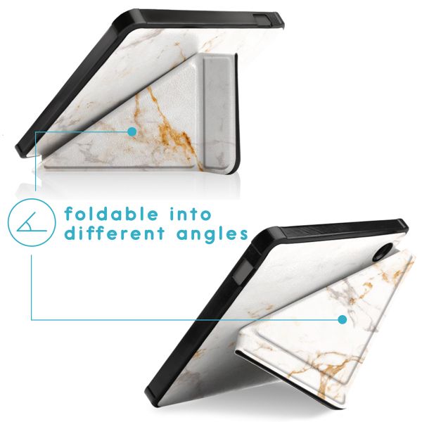 imoshion Étui de liseuse portefeuille design Pliable Kobo Libra 2 / Tolino Vision 6 - White Marble