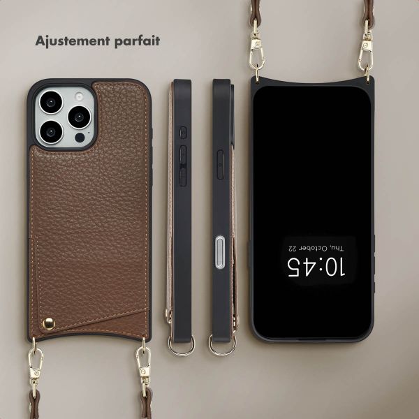 Selencia Coque de télephone Nova avec cordon et porte-cartes Apple iPhone 16 Pro Max - Mocha Brown