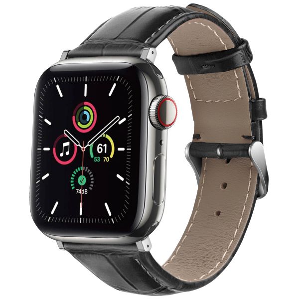 imoshion Bracelet Cuir Crocodile Apple Watch Series 1 á 11 / SE / Ultra (44/45/46/49 mm) - Noir