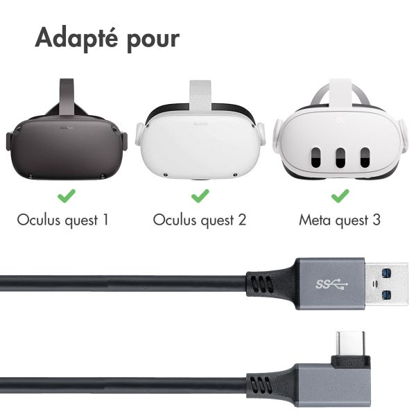 imoshion Câble Link Oculus Quest 1 & 2 en Meta Quest 3 - 5 metre - Noir