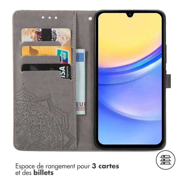imoshion Etui de télephone Mandala Samsung Galaxy A15 (5G/4G) - Gris