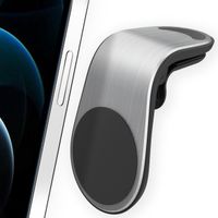 Accezz Support de téléphone pour voiture Samsung Galaxy S10 Plus - Universel - Grille de ventilation - Magnétique - Argent