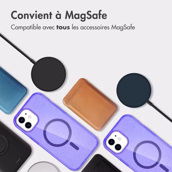 imoshion Coque Pailletée avec MagSafe Apple iPhone 12 (Pro) - Paillettes Violet