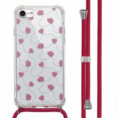 imoshion Coque Design avec cordon Apple iPhone SE (2022 / 2020) / 8 / 7 - Dusty Rose Connected Hearts