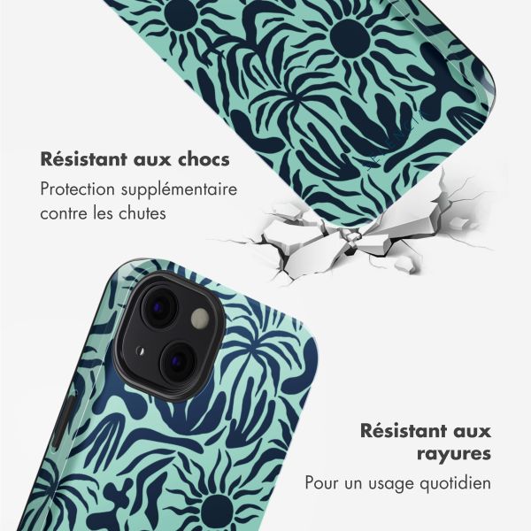 Selencia Coque arrière Vivid Tough avec MagSafe iPhone 13 - Tropical Vibes Light Blue