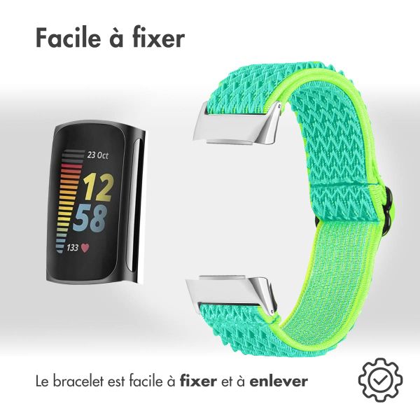 imoshion Bracelet élastique en nylon le Fitbit Charge 5 / Charge 6 - Vert / Jaune