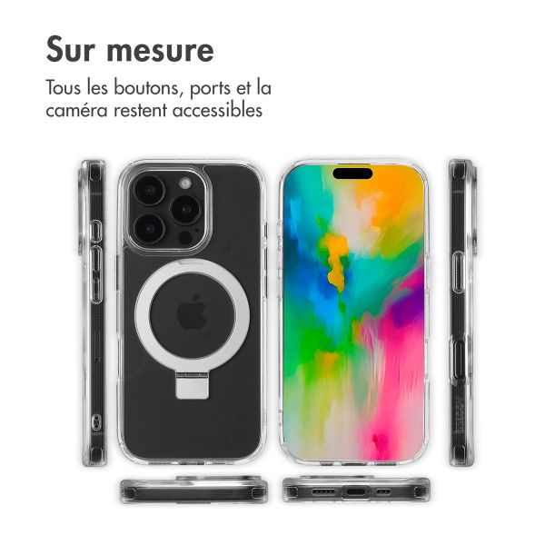 Accezz Coque Ring Stand avec MagSafe iPhone 16 Pro - Transparent