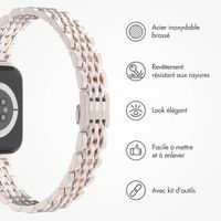 Selencia Bracelet en acier slim style Jubilee Apple Watch Series 1 t/m 9 / SE (38/40/41 mm) | Series 10 / 11 (42 mm) - Starlight