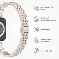 Selencia Bracelet en acier slim style Jubilee Apple Watch Series 1 à 9 / SE (38/40/41 mm) | Series 10 (42 mm) - Lumière Stellaire