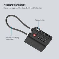 Fixed Tag Lock avec support Apple Find My - Cadenas de voyage TSA pour valise - Noir